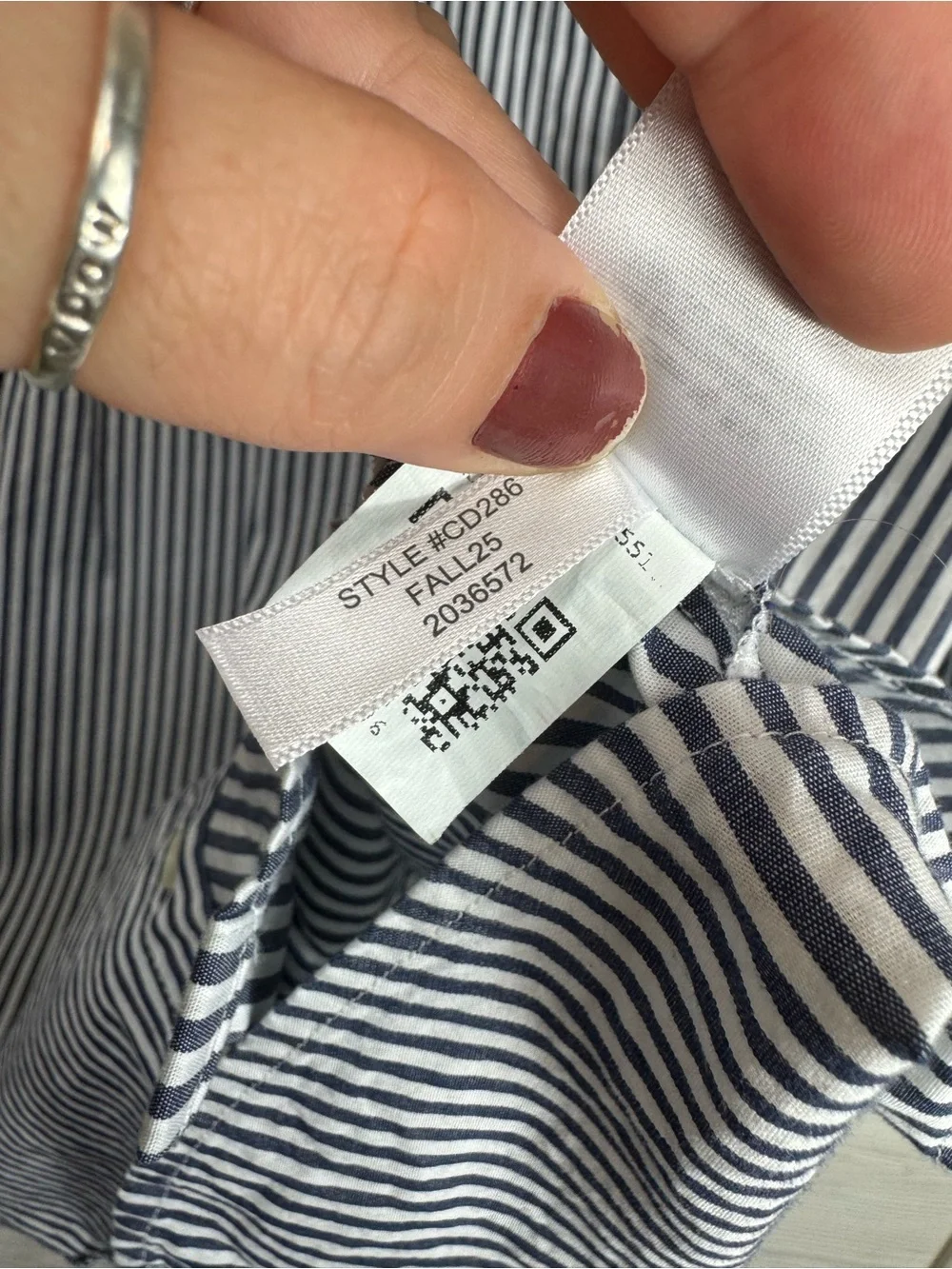 J. Crew Ruffleneck button-up top Blue White Striped XL